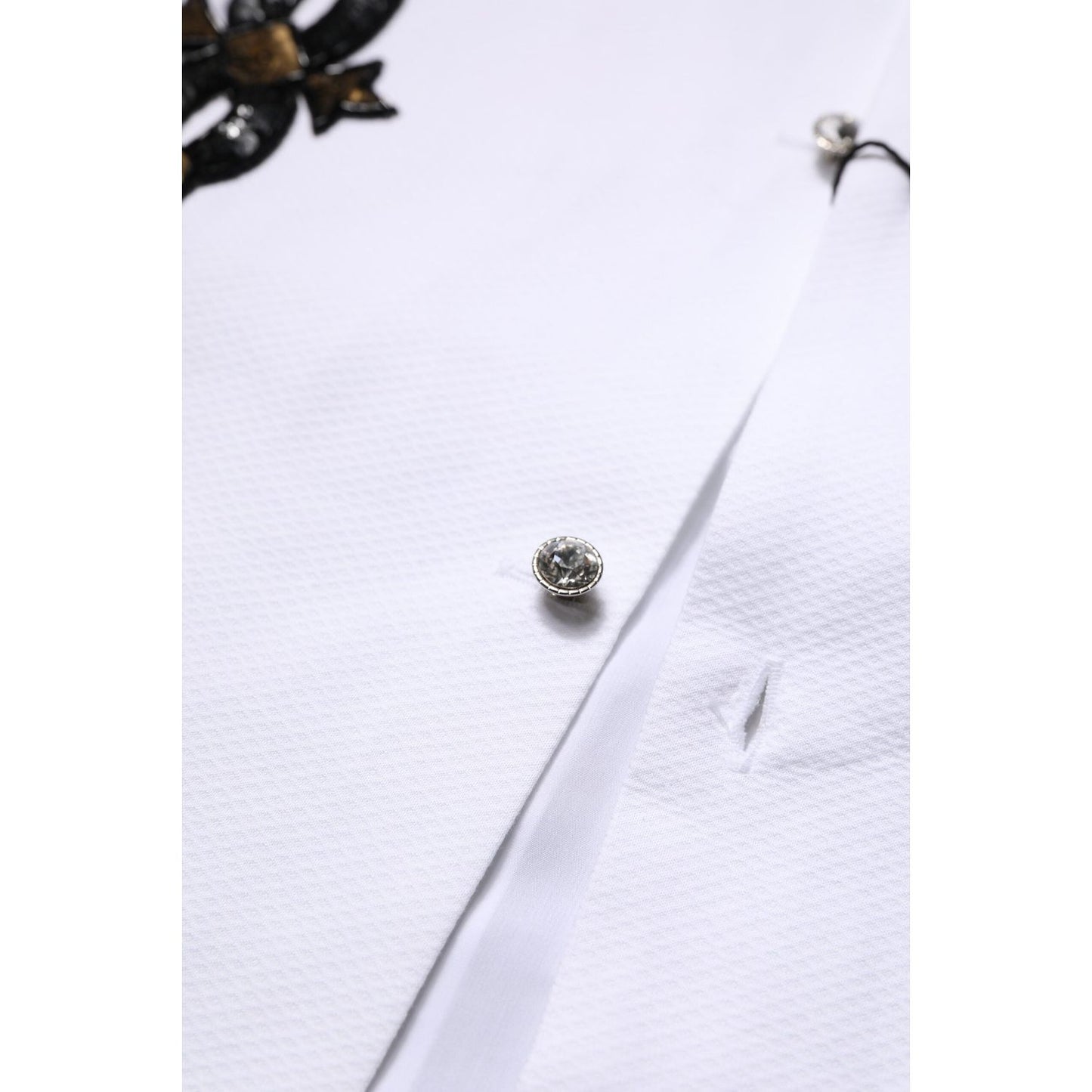 Dolce & Gabbana White GOLD Embellished Formal Men Dress Shirt TSH90683-38