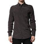 Dolce & Gabbana Dark Brown Silk GOLD Men Dress Formal Shirt TSH90708-40