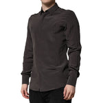 Dolce & Gabbana Dark Brown Silk GOLD Men Dress Formal Shirt TSH90708-40