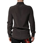 Dolce & Gabbana Dark Brown Silk GOLD Men Dress Formal Shirt TSH90708-40