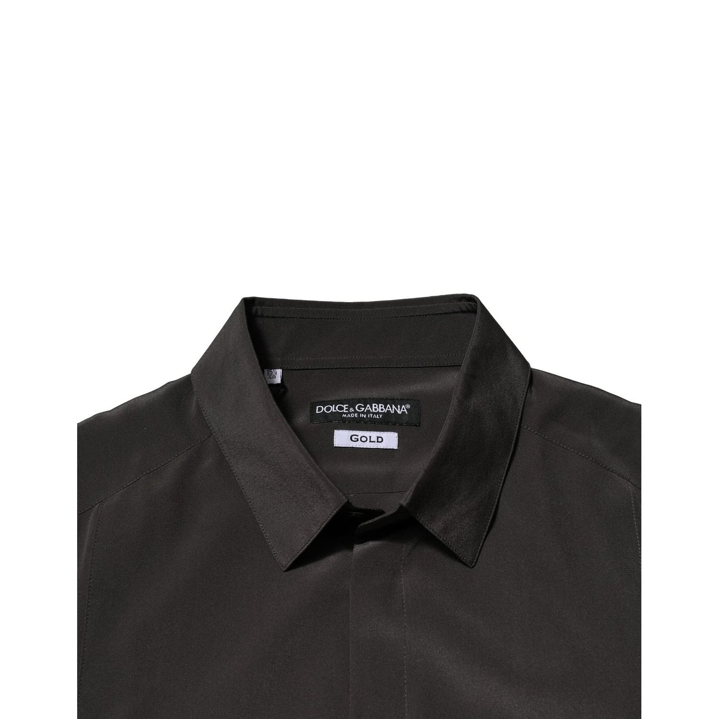 Dolce & Gabbana Dark Brown Silk GOLD Men Dress Formal Shirt TSH90708-40