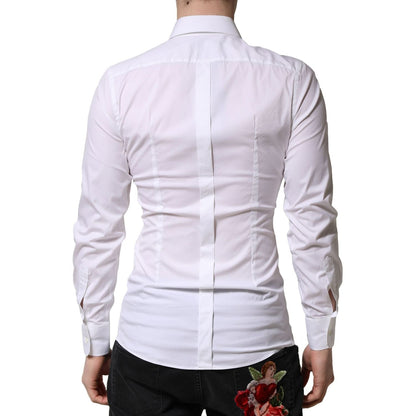 Dolce & Gabbana White GOLD Long Sleeves Men Dress Formal Shirt