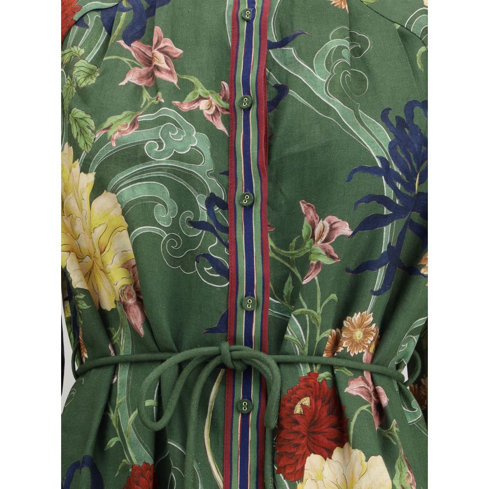 Alemais Green Linen Casual Dress