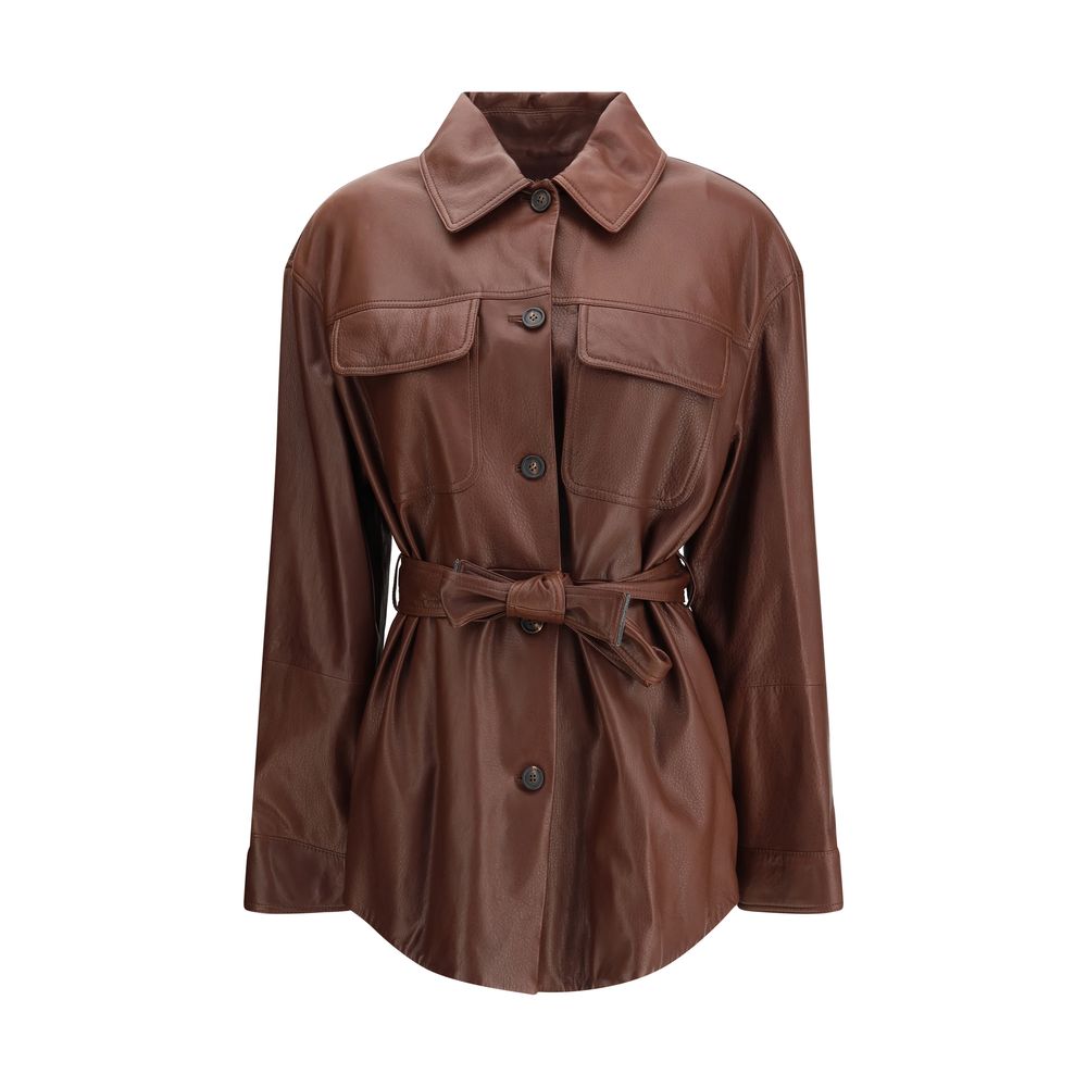 Brunello Cucinelli Brown Leather Jacket