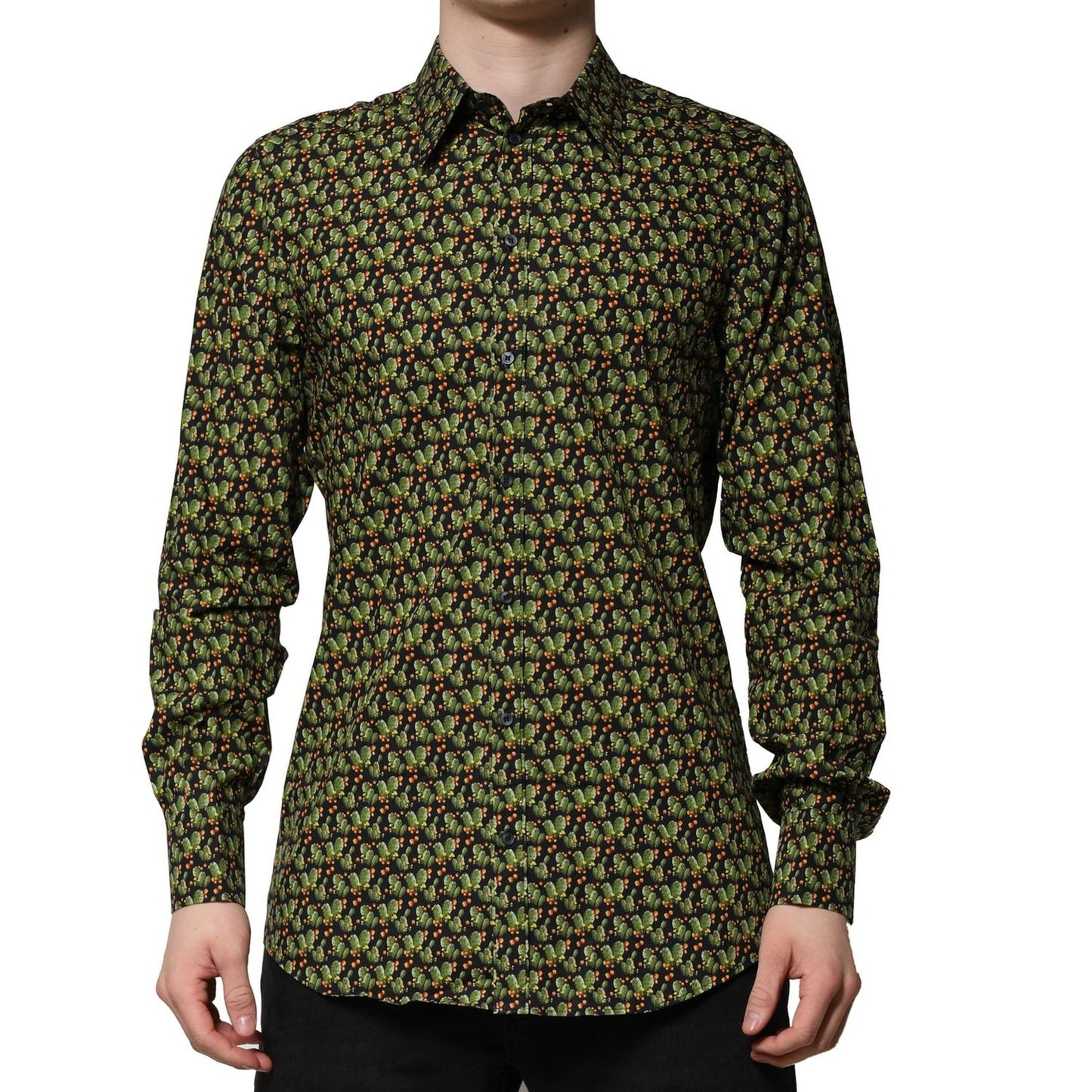 Dolce & Gabbana Multicolor Cotton Cactus GOLD Men Formal Shirt TSH906785-41