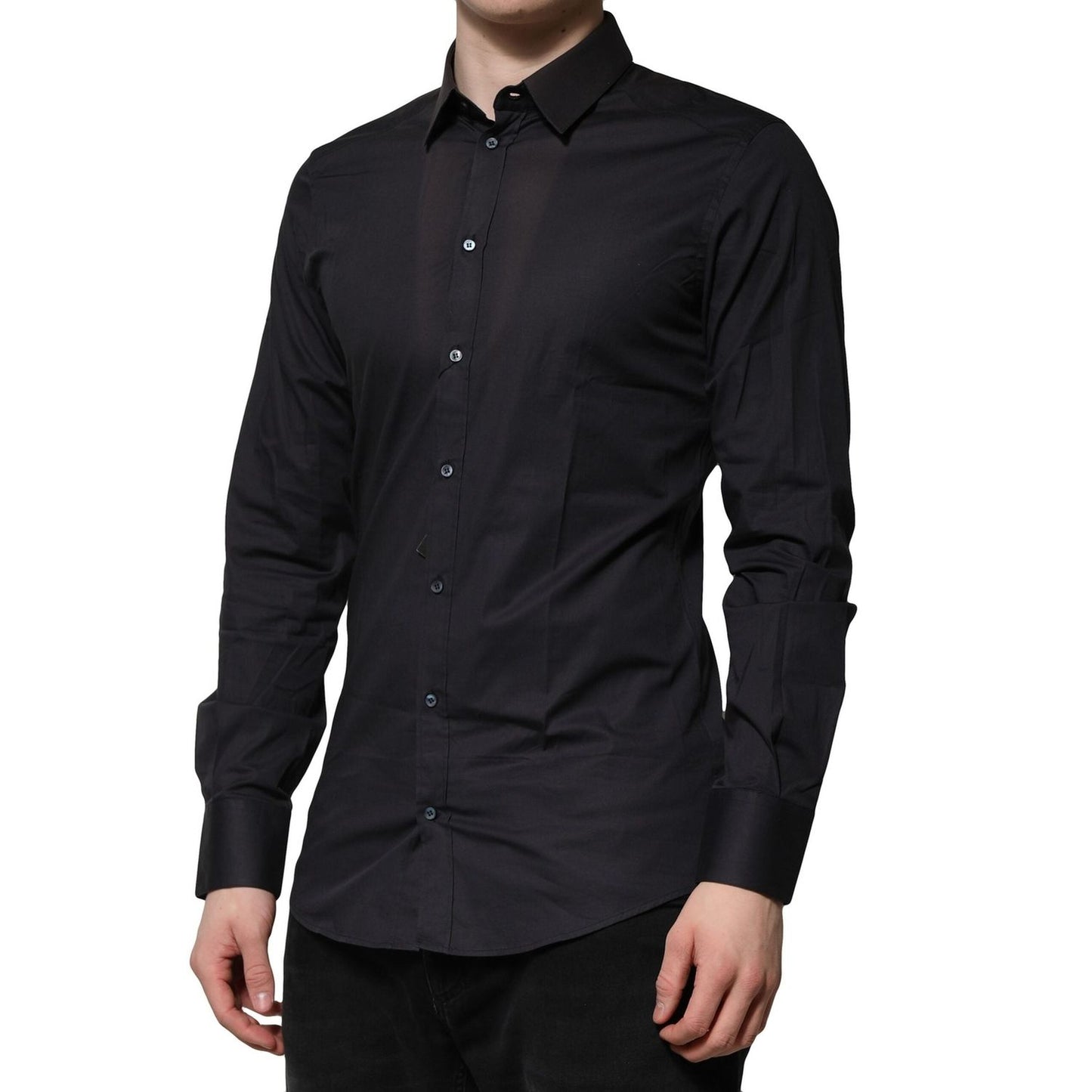 Dolce & Gabbana Blue Cotton GOLD Long Sleeves Formal Shirt TSH906789-39