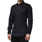 Dolce & Gabbana Blue Cotton GOLD Long Sleeves Formal Shirt TSH906789-39