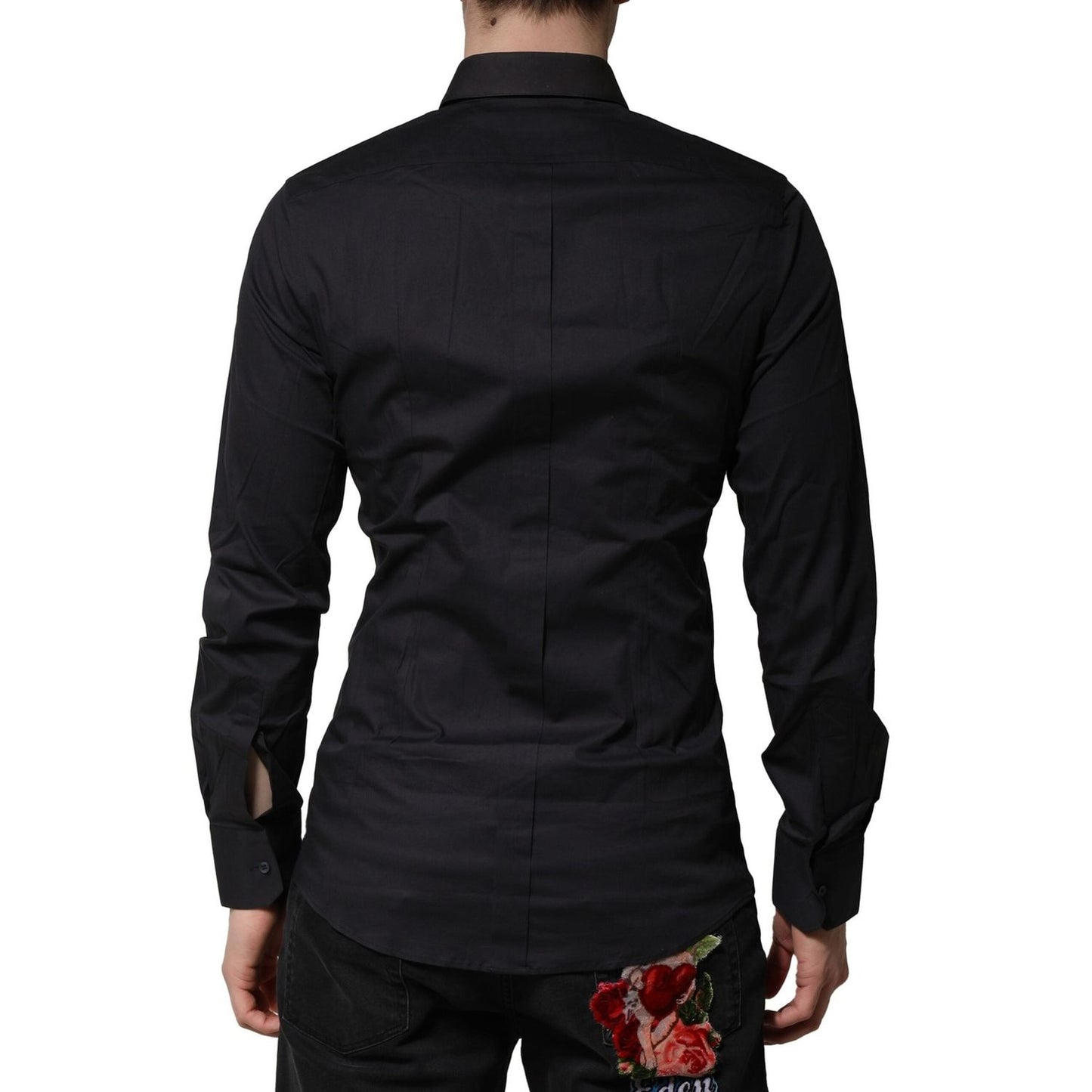 Dolce & Gabbana Blue Cotton GOLD Long Sleeves Formal Shirt TSH906789-39
