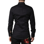 Dolce & Gabbana Blue Cotton GOLD Long Sleeves Formal Shirt TSH906789-39