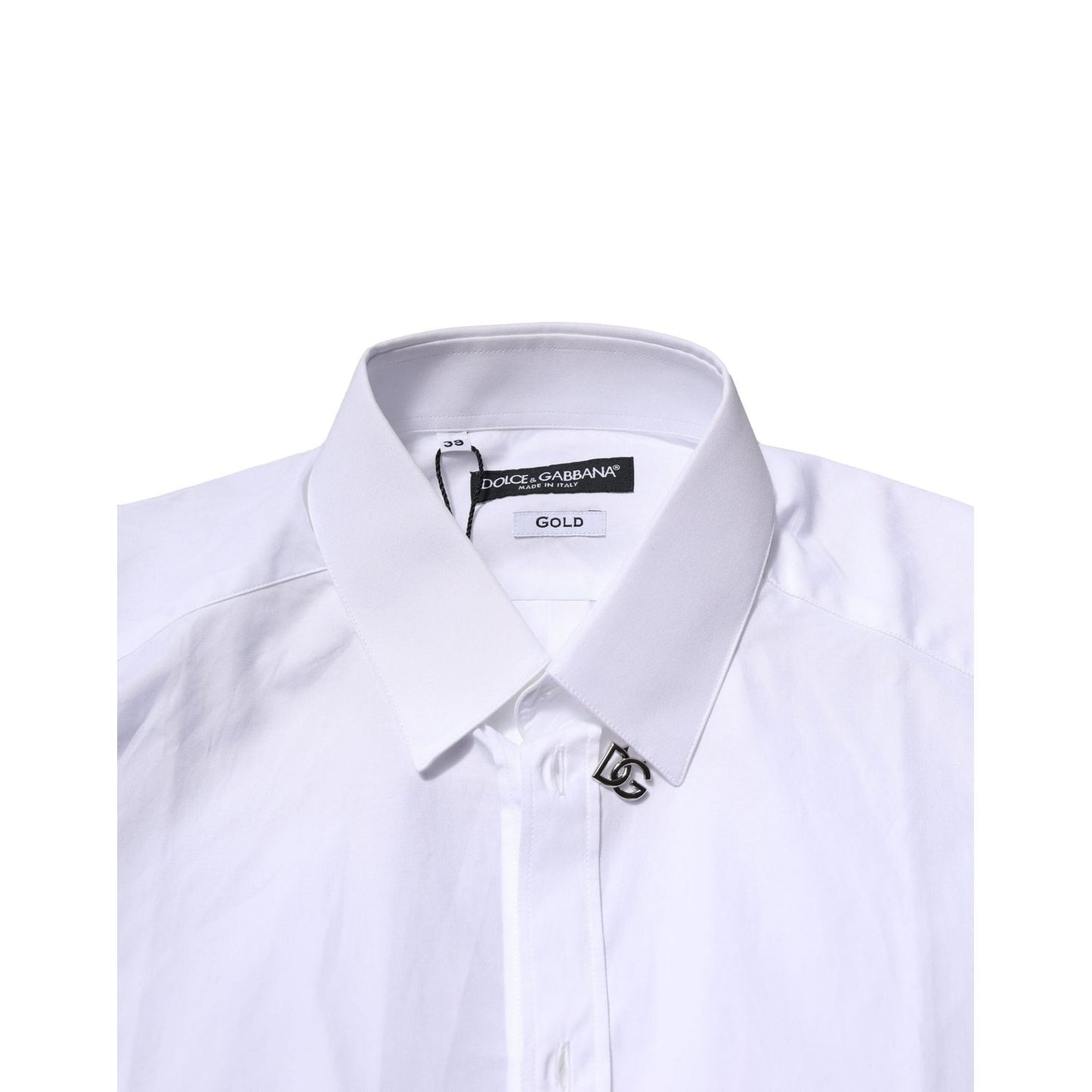 Dolce & Gabbana White Cotton GOLD Long Sleeves Formal Shirt TSH906798-39