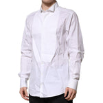 Dolce & Gabbana White GOLD Bib Poplin Dress Men Formal Shirt TSH906803-43