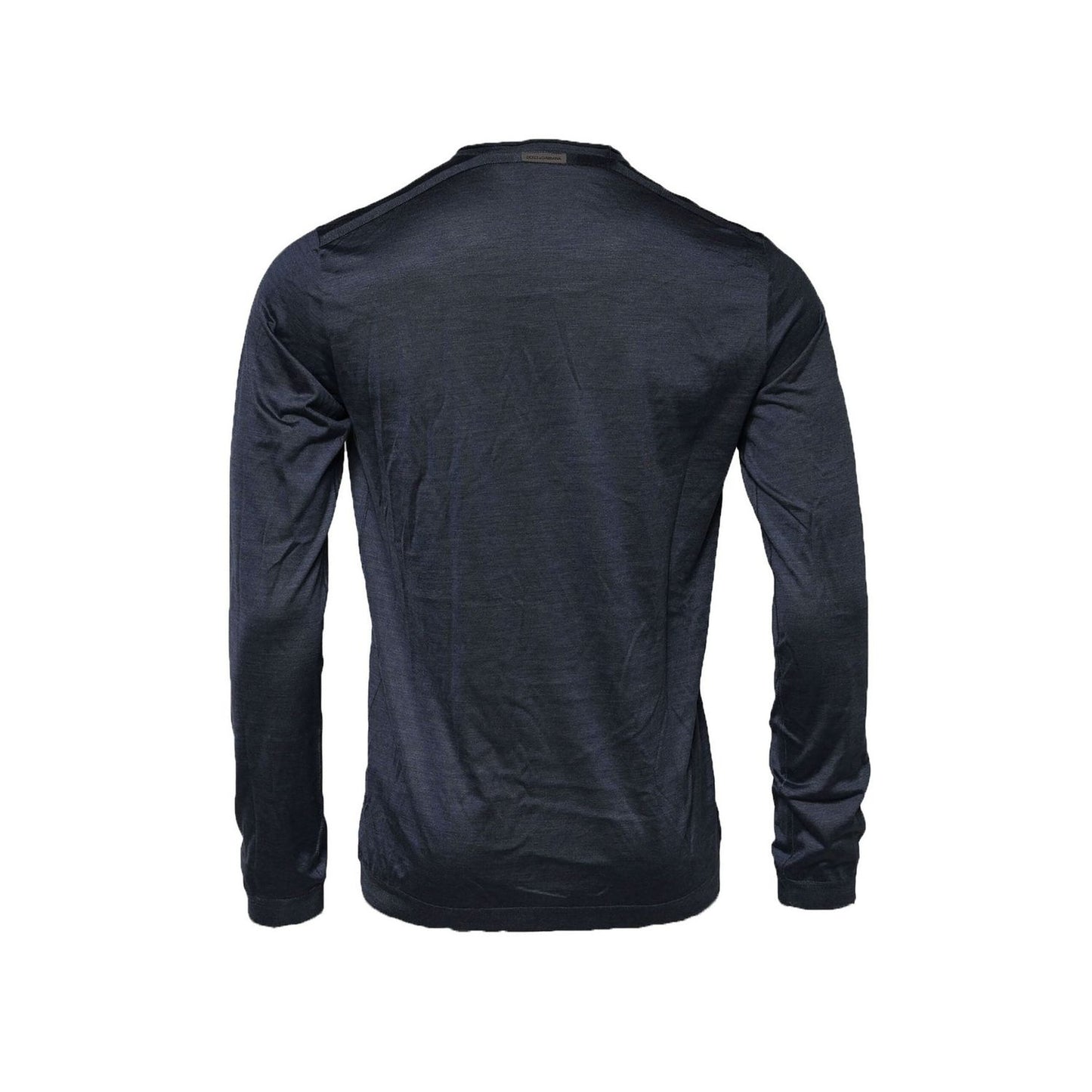 Dolce & Gabbana Dark Blue Silk Crew Neck Sweatshirt Sweater TSH90546-50