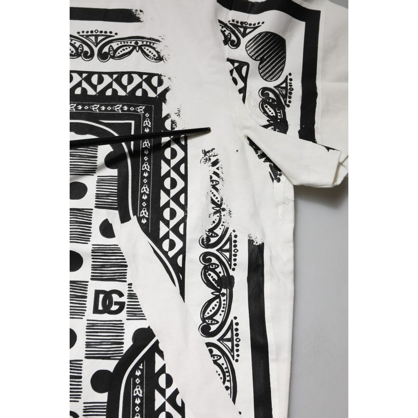 Dolce & Gabbana White Bandana Cotton Men Crew Neck T-shirt TSH90575-52