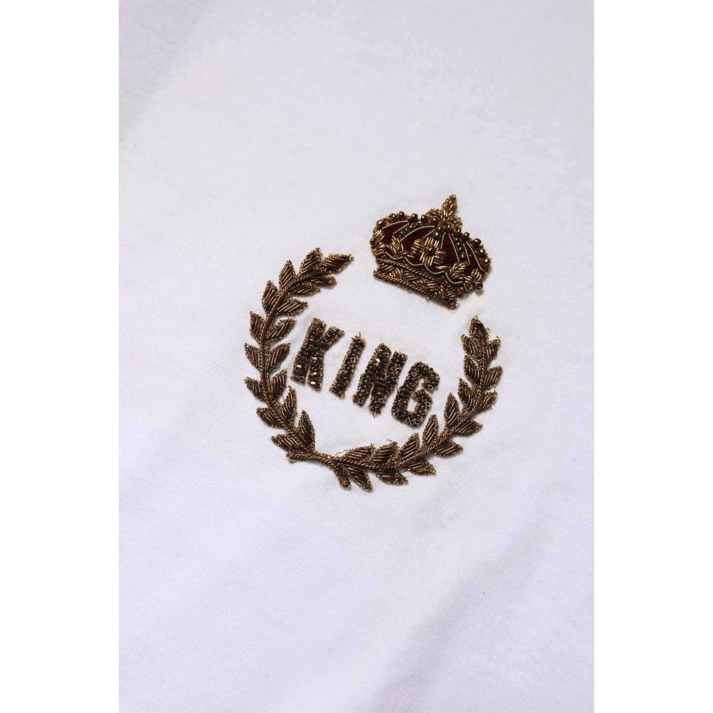 Dolce & Gabbana White King Crown Cotton Crew Neck T-shirt TSH90579-54