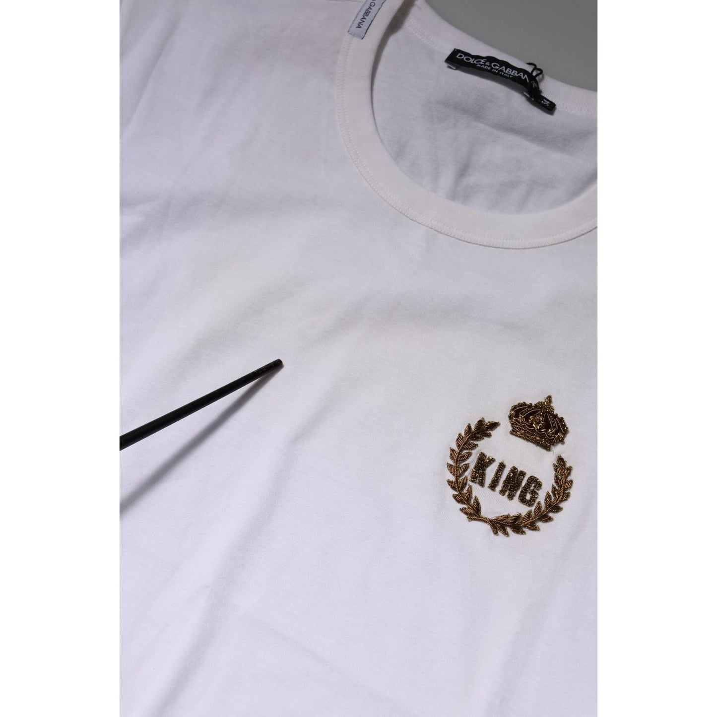 Dolce & Gabbana White King Crown Cotton Crew Neck T-shirt TSH90579-54