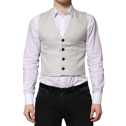 Dolce & Gabbana Gray Wool Dress Formal Men Waistcoat Vest TSH90456-48