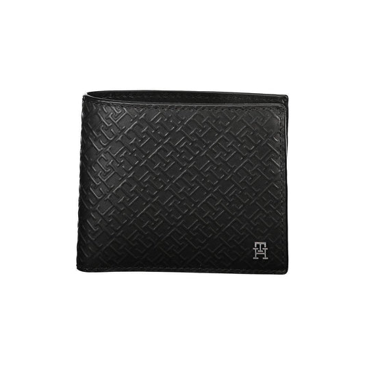 Tommy Hilfiger Elegant Black Leather Wallet with Multi-Compartments TO-27183
