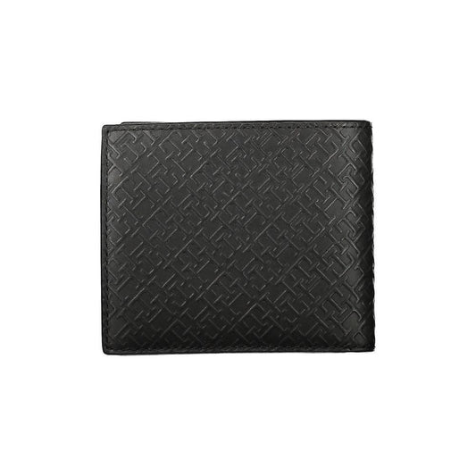 Tommy Hilfiger Elegant Black Leather Wallet with Multi-Compartments TO-27183
