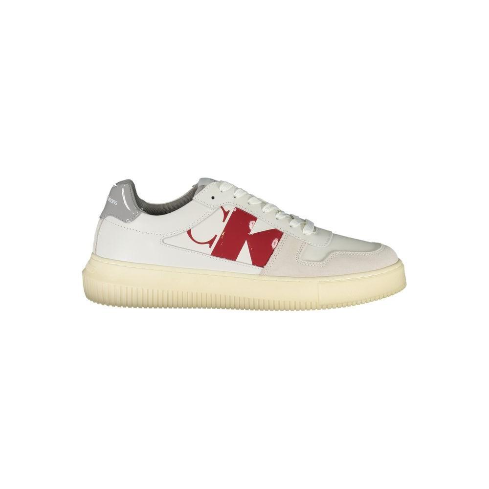 Calvin Klein Sleek White Lace-Up Sneakers with Contrast Details