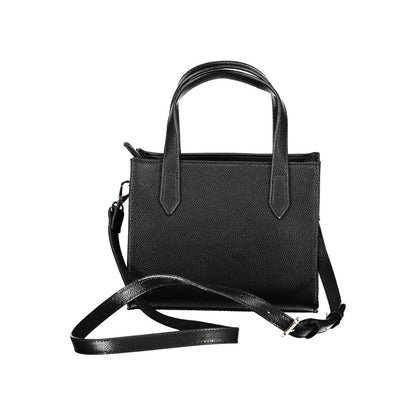 Mario Valentino Black Polyethylene Women Handbag with handles and a shoulder strap, showcasing sleek and sophisticated design.