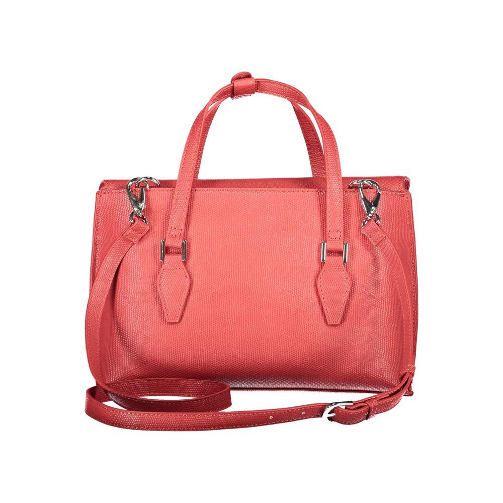 Mario Valentino Red Polyethylene Women Handbag with handles and adjustable strap, showcasing elegant design and multiple compartments.