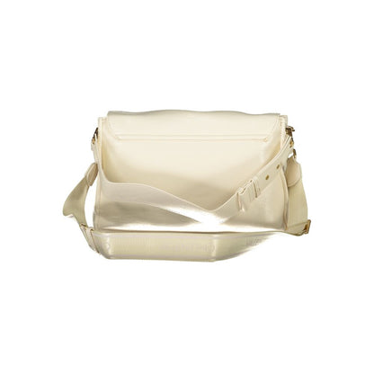 Open view of Mario Valentino Beige Polyethylene Women Handbag showcasing compartments and sleek design.