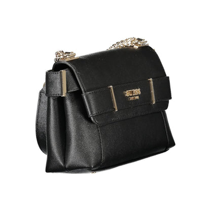 Guess Jeans Black Polyethylene Women Handbag with chain handles and compartments.
