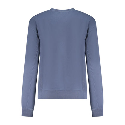 Back view of North Sails Blue Cotton Women Sweater, showcasing its casual chic design and soft cotton material.