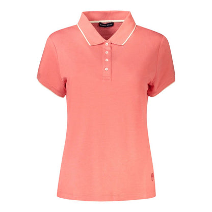 North Sails Pink Cotton Women Polo Shirt with contrast detailing and bold logo, offering a trendy and luxurious style for fashion enthusiasts.