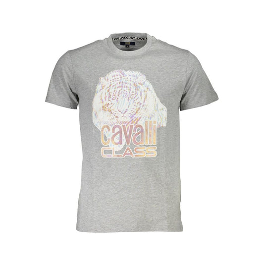 Cavalli Class Brown Cotton Men T-Shirt featuring iconic logo print, perfect for modern fashion trends.