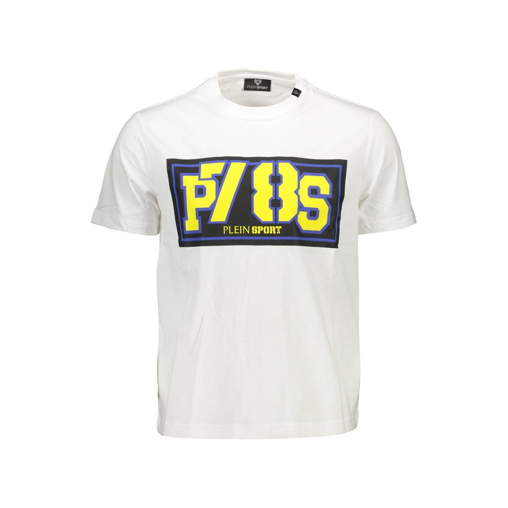 Plein Sport White Cotton Men T-Shirt with bold logo and striking prints