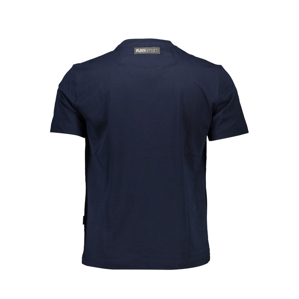 Back view of Plein Sport Blue Cotton Men T-Shirt with logo