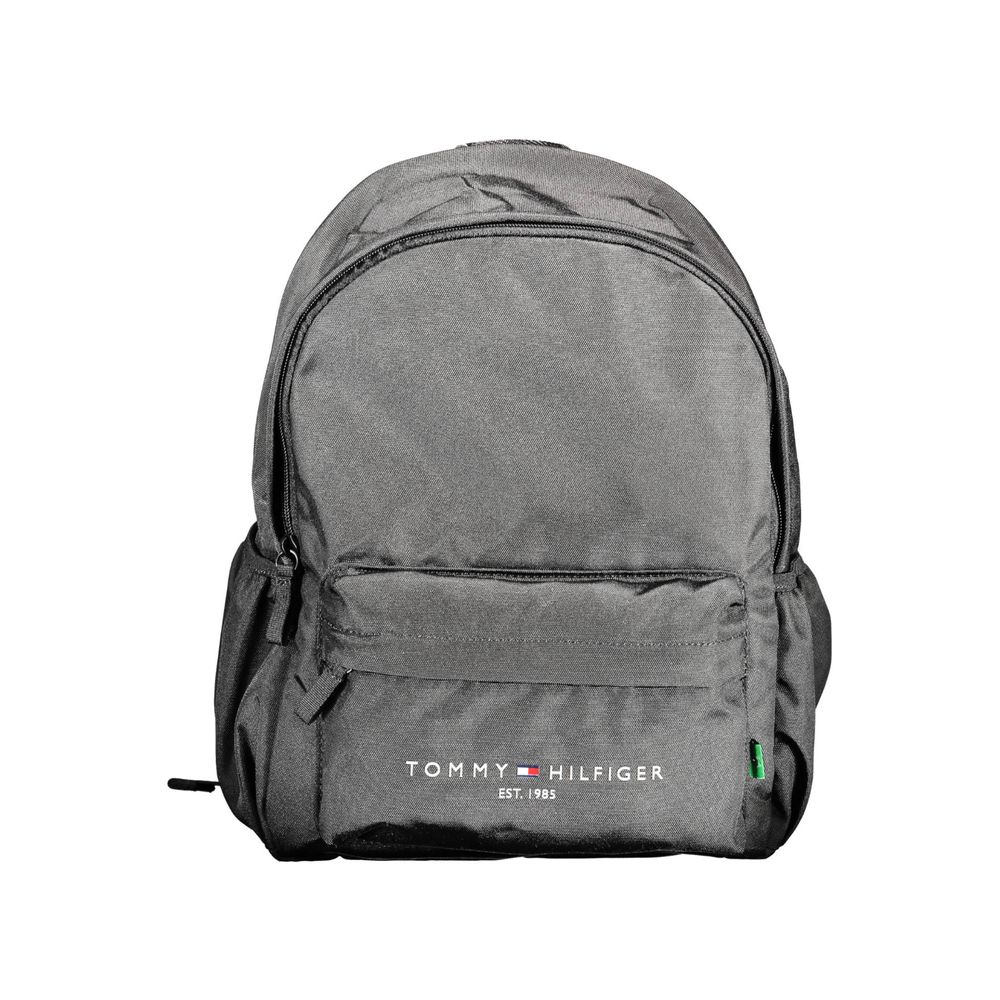 Tommy Hilfiger Black Polyester Men Backpack with eco-friendly design and adjustable straps for urban lifestyle.