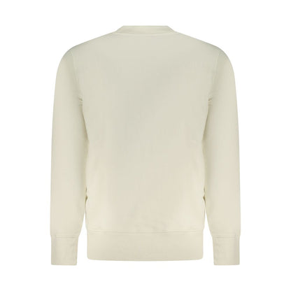 Calvin Klein Beige Cotton Men Sweater, back view of long sleeve sweatshirt with brushed fabric and sustainable design.