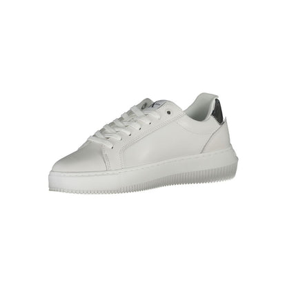 Calvin Klein White Polyester Sneaker with laces, contrasting details, and logo on recycled sole