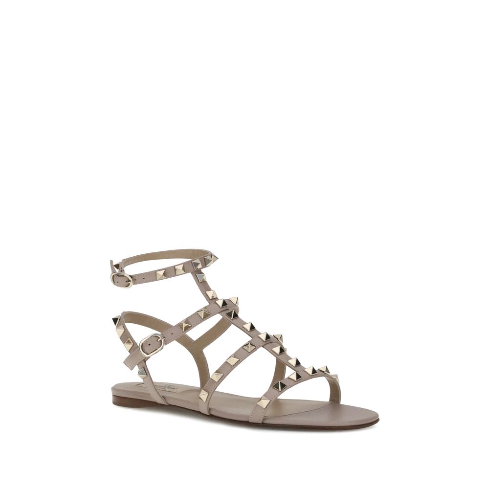 Valentino Garavani Gray Calf Leather Bos Taurus Sandals