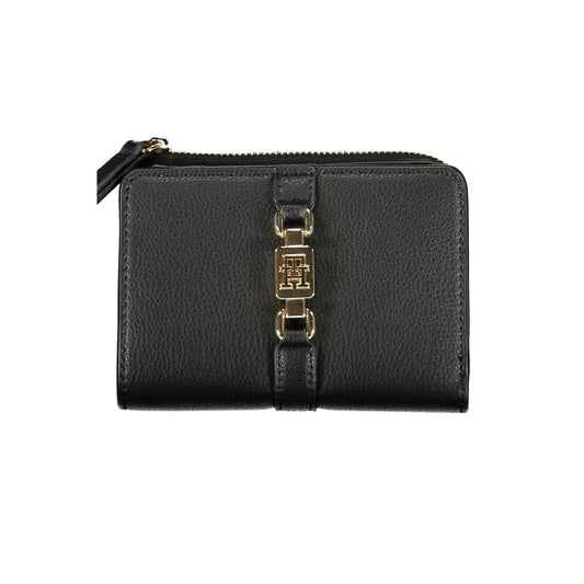 Tommy Hilfiger Sleek Black Zip Wallet with Coin Purse TO-27150