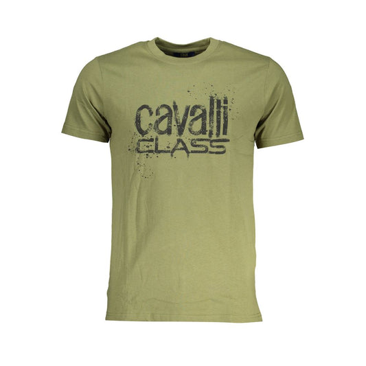 Cavalli Class Green Cotton T-Shirt CA-28467-XL
