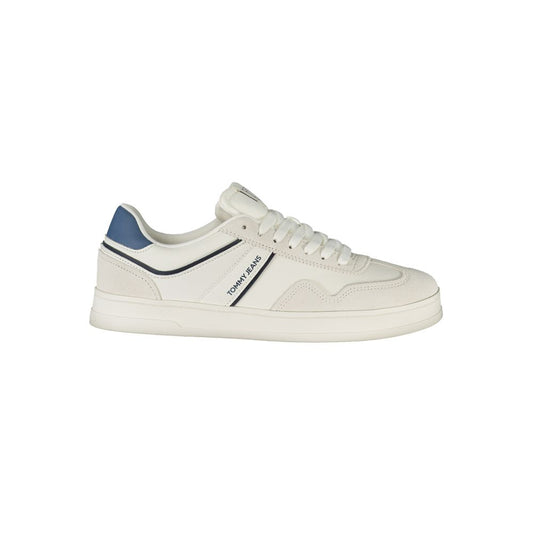 Tommy Hilfiger White Polyethylene Men Sneaker with contrasting details and iconic logo for sporty elegance and comfort.