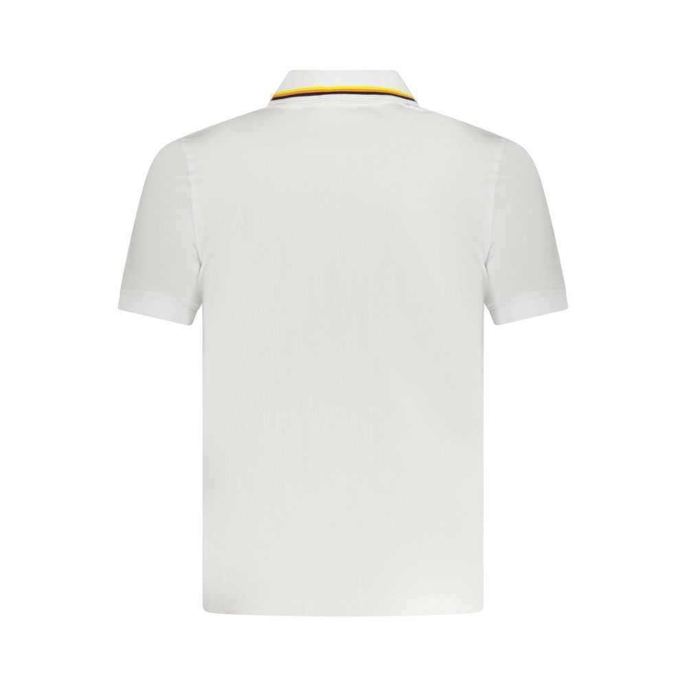 K-WAY White Cotton Polo Shirt with short sleeves, two buttons, and contrasting details, featuring a logo application on the back view.