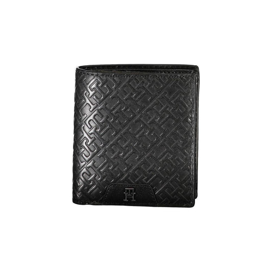 Tommy Hilfiger Sleek Black Leather Dual-Compartment Wallet TO-27525