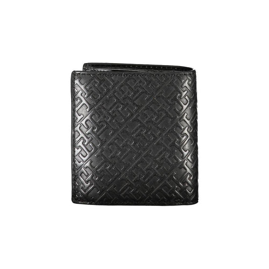 Tommy Hilfiger Sleek Black Leather Dual-Compartment Wallet TO-27525