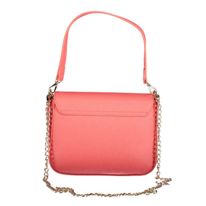 Mario Valentino Pink Polyethylene Women Handbag with removable chain strap and shoulder handle