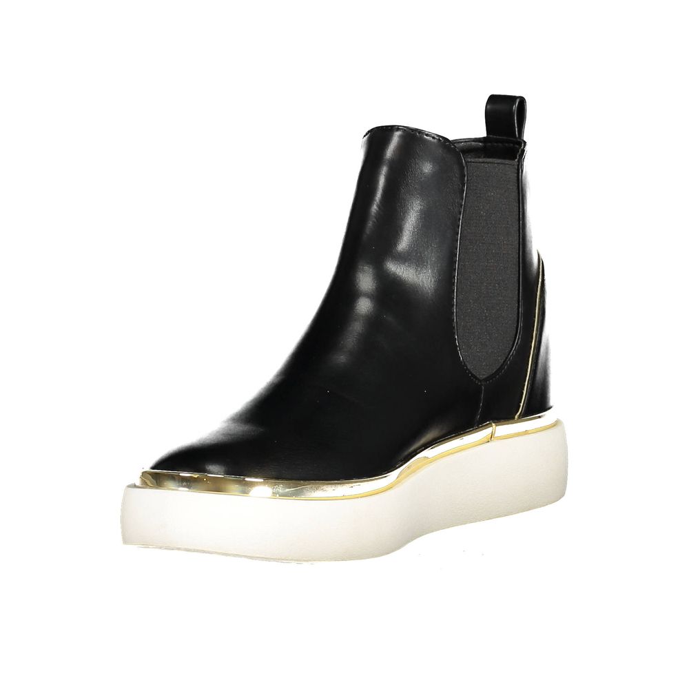 U.S. POLO ASSN. Black Polyester Women Boot with contrast textures and side elastic for comfort.