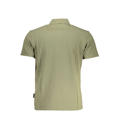 Back view of Napapijri Green Cotton Men Polo Shirt showcasing classic fit and stylish design.