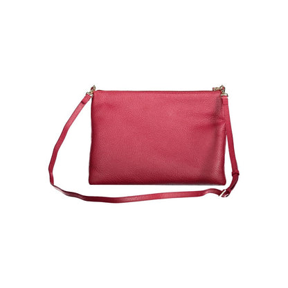 Coccinelle Red Leather Handbag with adjustable shoulder strap and zip closure, perfect crossbody pouch for stylish functionality.