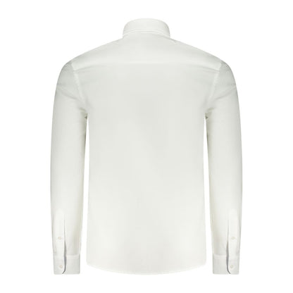 Back view of North Sails White Cotton Men Shirt with long sleeves and tailored fit