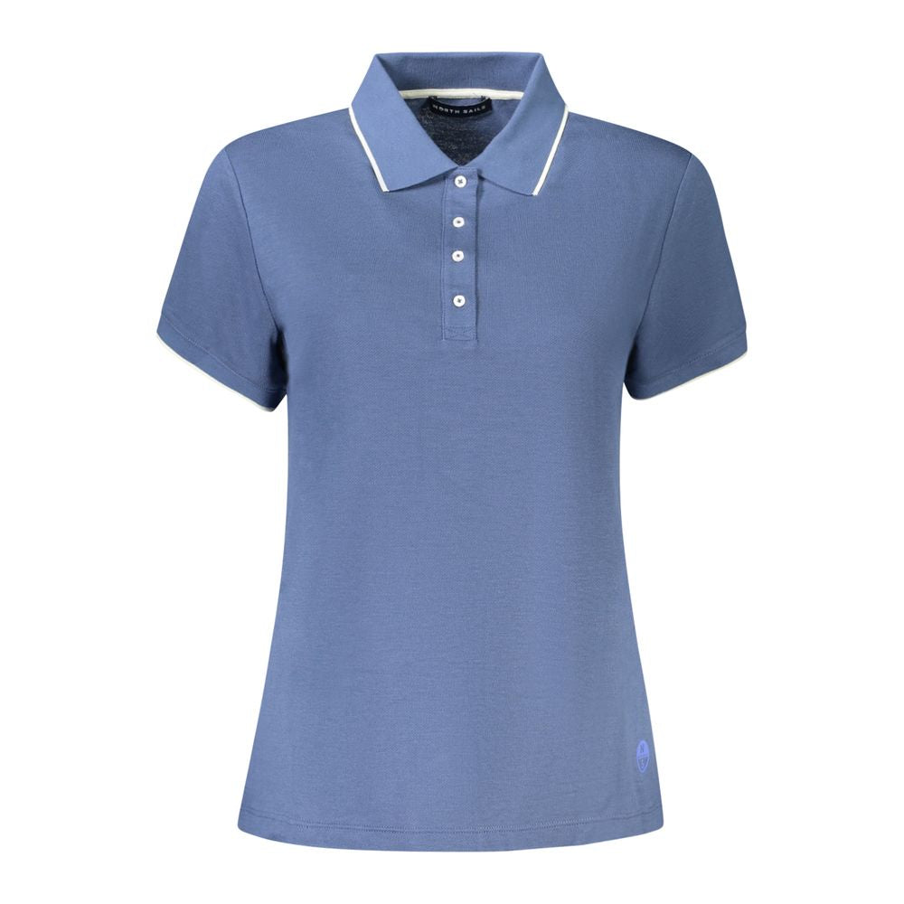 North Sails Blue Cotton Women Polo Shirt with contrasting details and logo, short sleeve design perfect for casual chic style.