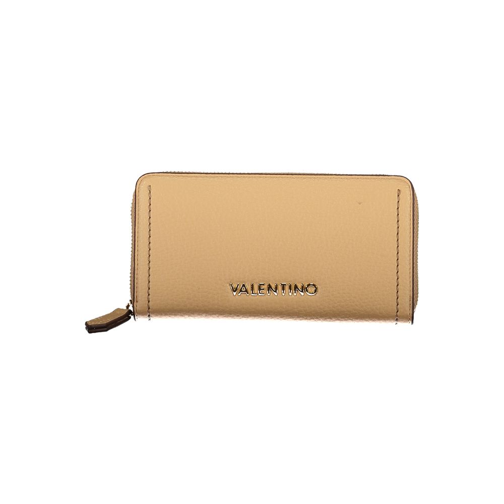 Mario Valentino Beige Polyethylene Women Wallet with logo and zip closure