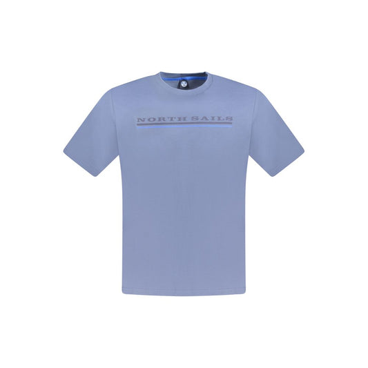 North Sails Blue Cotton Men T-Shirt with logo print, crew neck, premium cotton, crafted in Egypt.